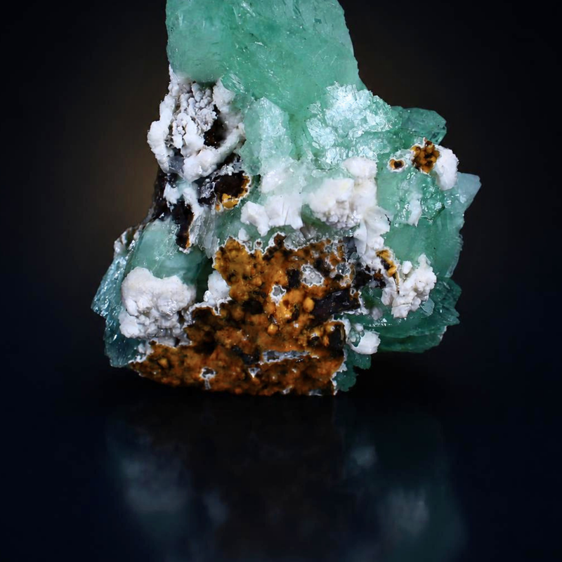 Green Apophyllite Tabular Crystal Group on Stilbite Specimen — India | 200 g | 8 × 6 × 4 cm