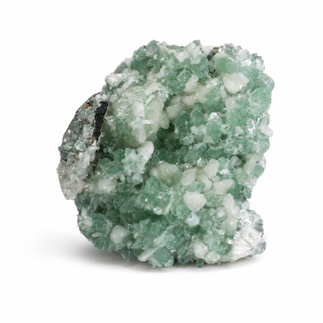 Natural Green Apophyllite, Stilbite with Heulandite Crystal Specimen – India