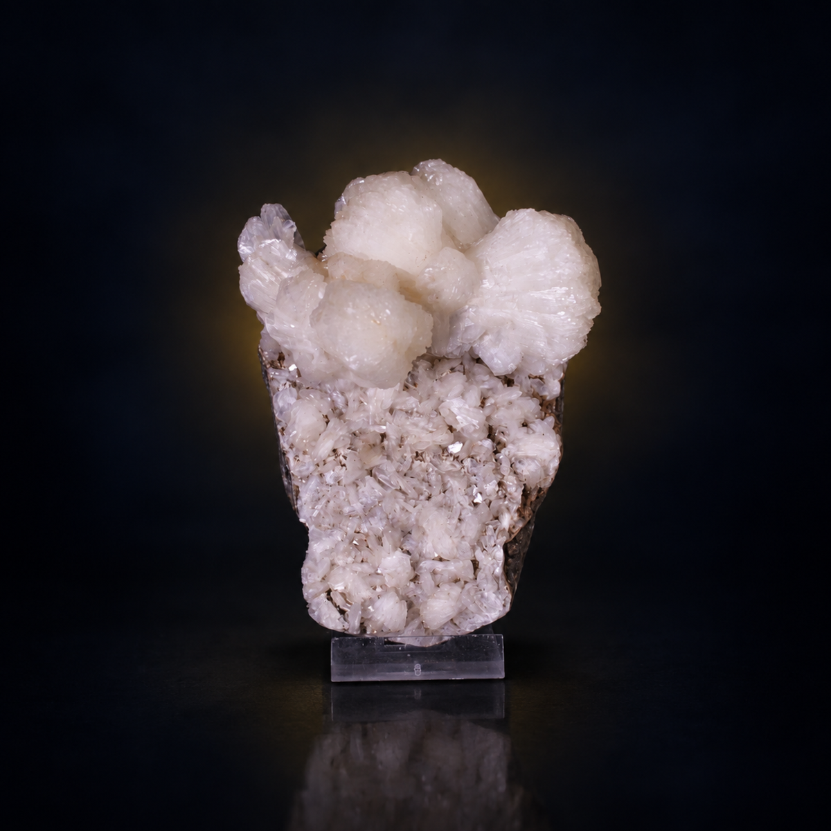 Natural White Stilbite Zeolite Crystal Cluster on Basalt Matrix – 400 g