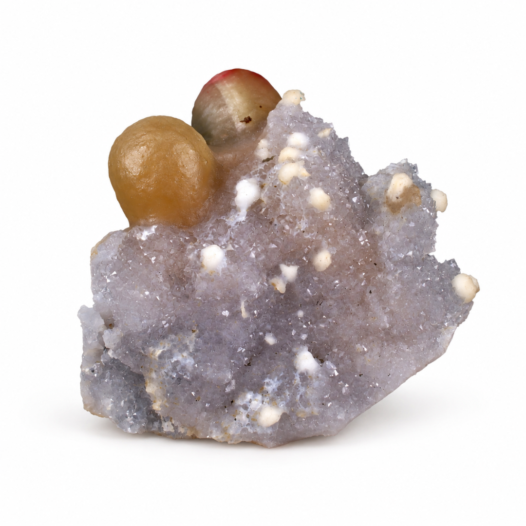 Fluorite Spheres on Crystalline Matrix – Natural Mineral Specimen