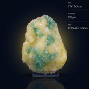 Natural Green Apophyllite with Stilbite Crystal Matrix Mineral Specimen from India 720 gm  17 × 12 × 3 cm