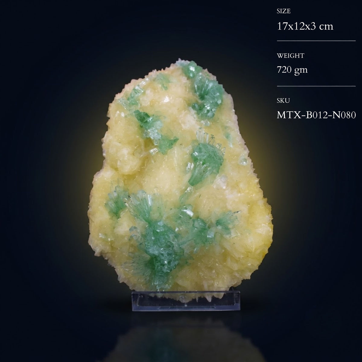 Natural Green Apophyllite with Stilbite Crystal Matrix Mineral Specimen from India 720 gm  17 × 12 × 3 cm