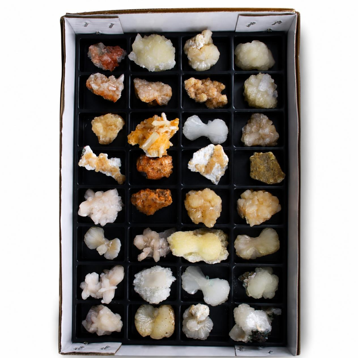 Mixed Stilbite, Heulandite &amp; Apophyllite Crystal Lot – 32 Pieces