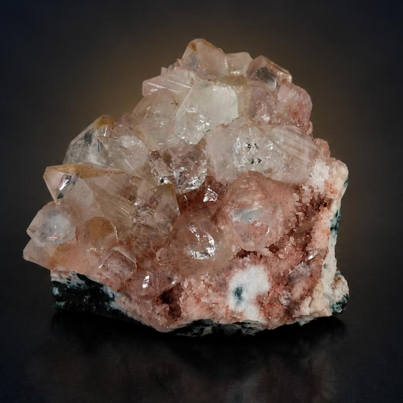 Pink Apophyllite Tabular Crystal Group on Chalcedony Cluster | 90 g | 7 × 6 × 4 cm