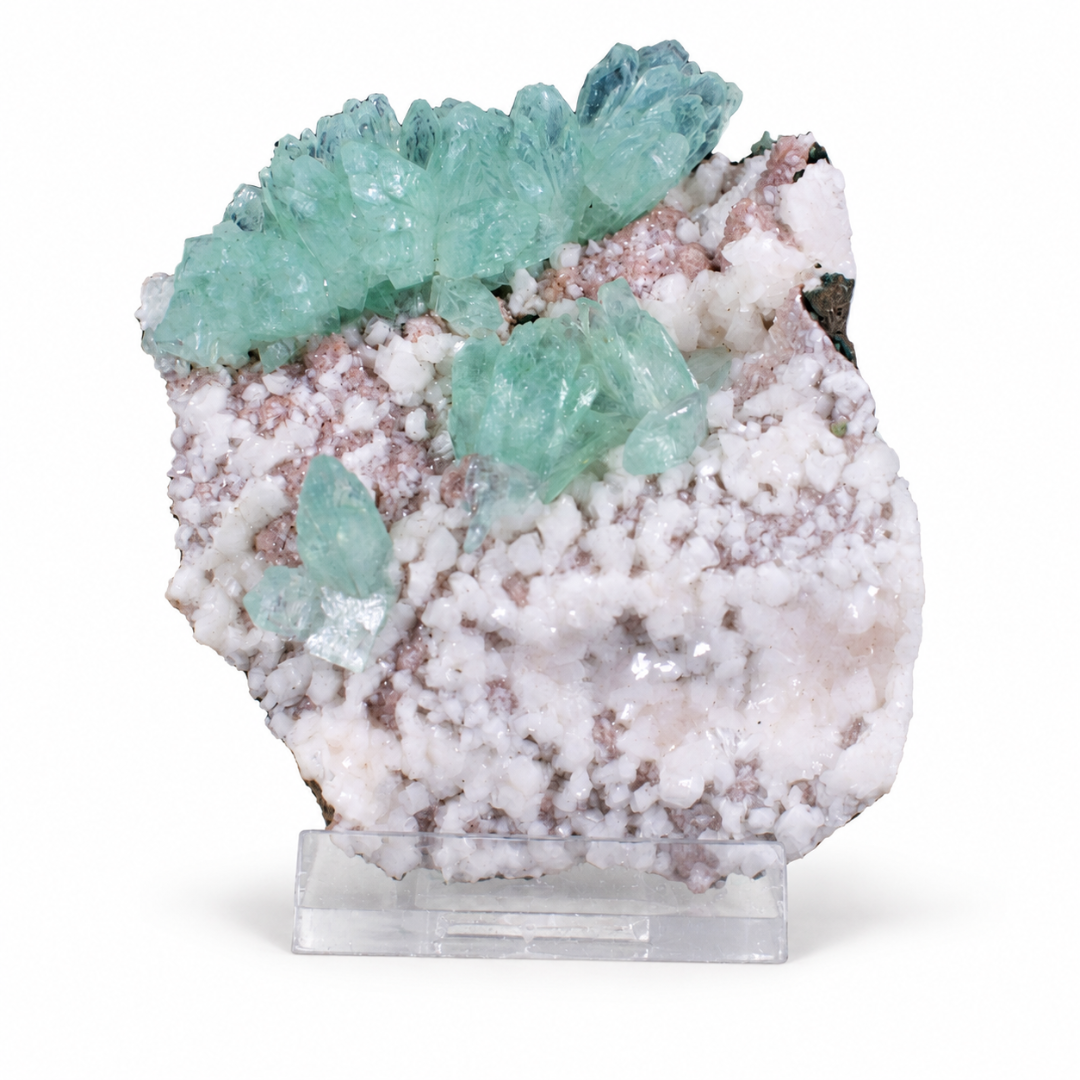 Green Apophyllite with Heulandite Matrix · 120 g · 9 × 7 × 4 cm · India