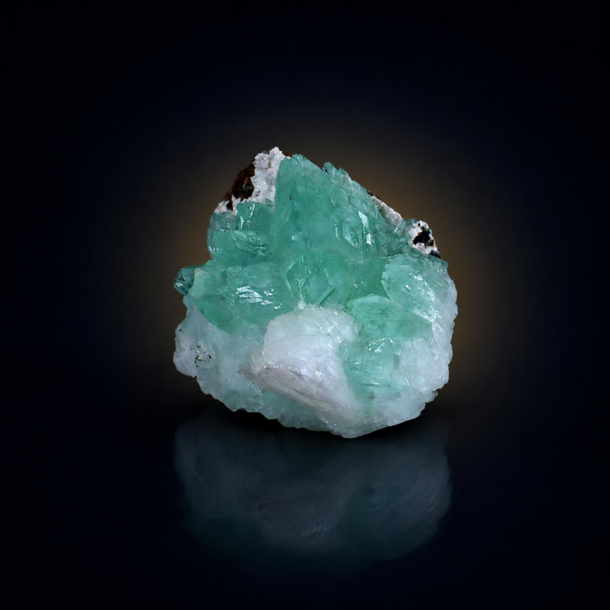 Green Apophyllite on White Stilbite Matrix Crystal Specimen | Maharashtra, India