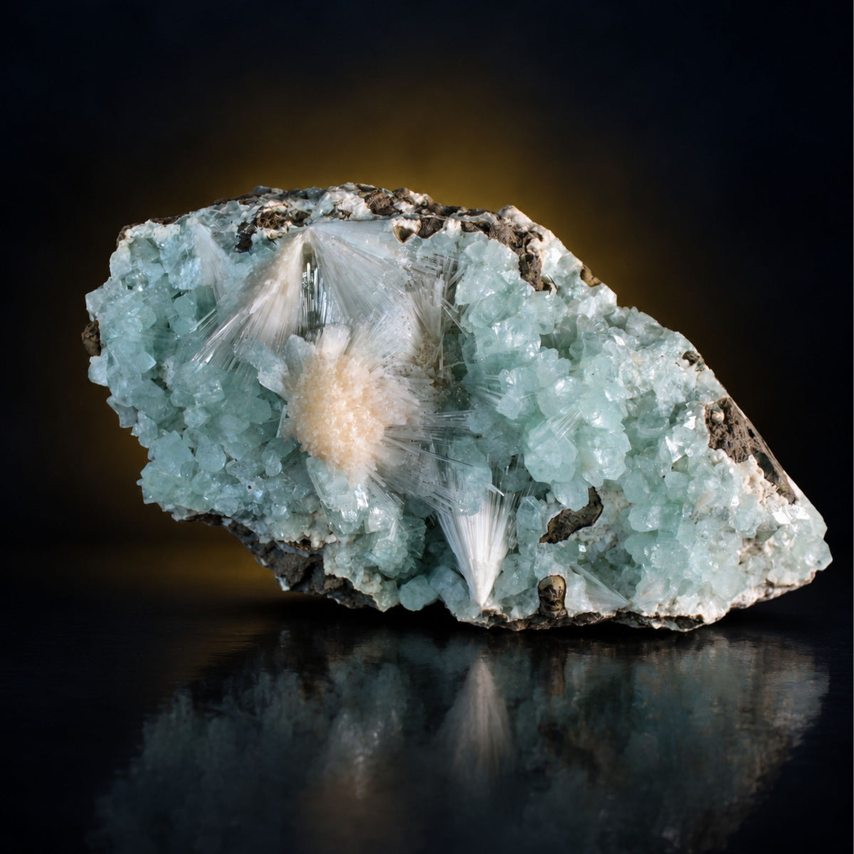 Natural Green Apophyllite with Stilbite Mineral Specimen  12 × 12 × 6 cm 890 g