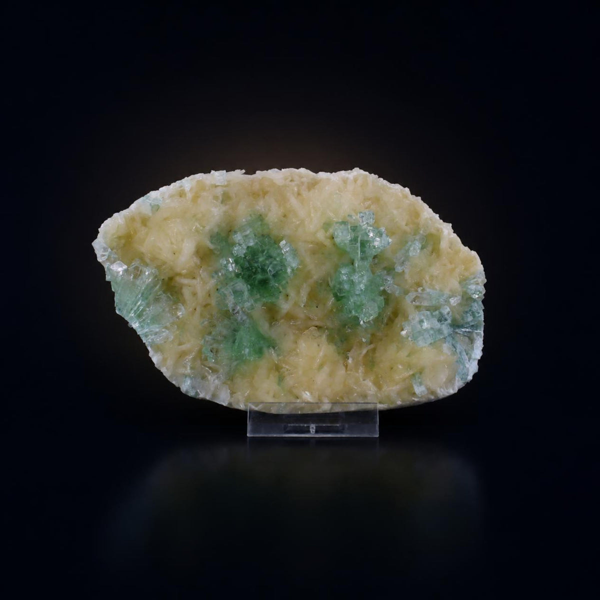 Natural Green Apophyllite with Stilbite Crystal Matrix Mineral Specimen from India 360 gm  14 × 10 × 2 cm