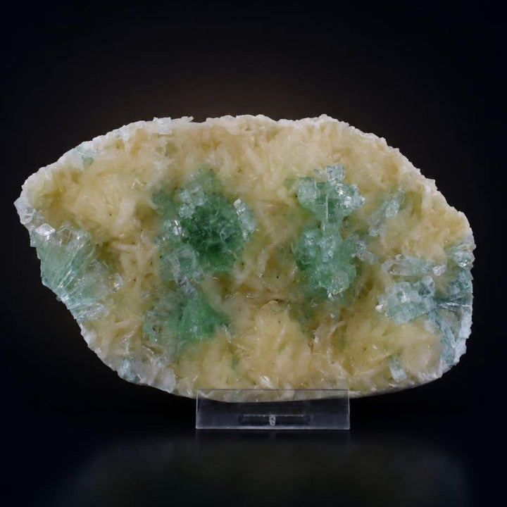 Green Apophyllite Crystal Group with Stilbite on Matrix — India | 360 g | 14 × 10 × 2 cm