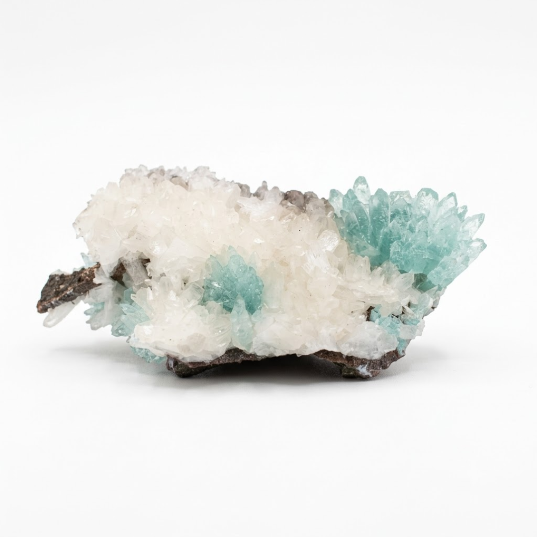 Green Apophyllite on Matrix · 140 g · 11 × 7 × 5 cm · India