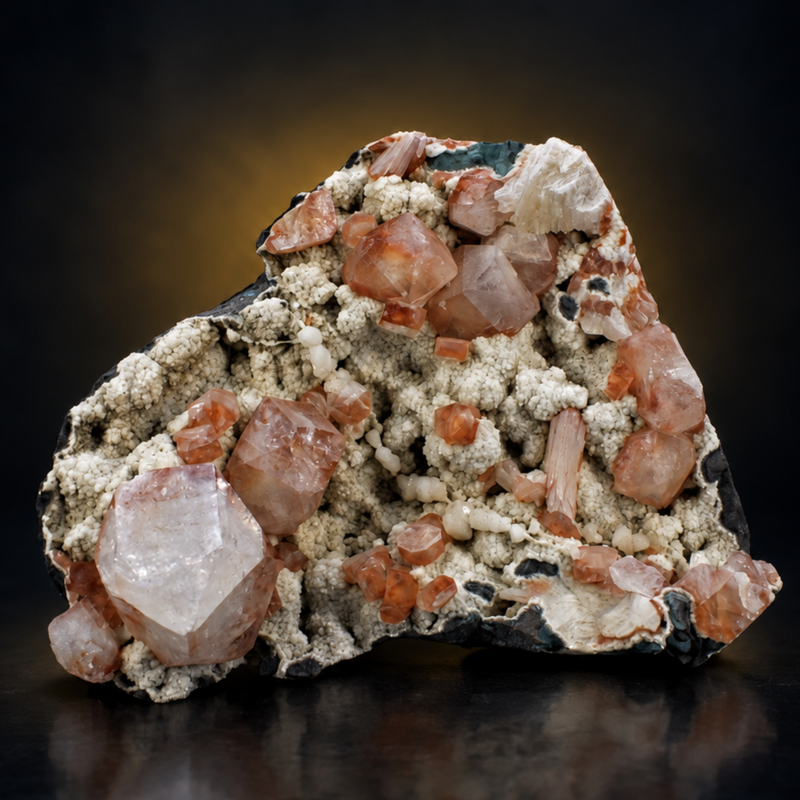 Apophyllite Tabular Crystal Group with Heulandite and Stilbite on Basalt Matrix | 500 g | 13 × 10 × 5 cm
