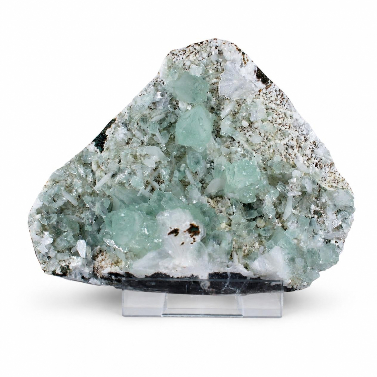 Natural Green Apophyllite, Stilbite with Heulandite Crystal Specimen – India