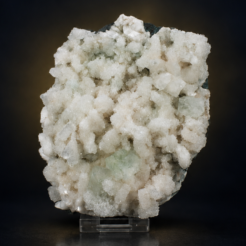 Green Apophyllite Tabular Crystal Group with Heulandite | 430 g | 11 × 10 × 4 cm