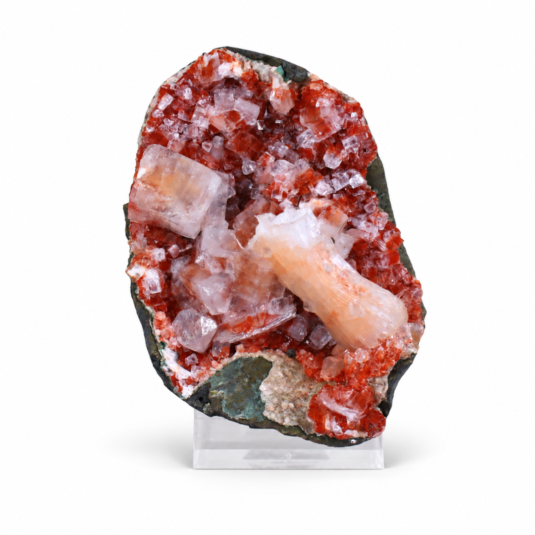 Natural Apophyllite &amp; Stilbite with Hematite Mineral Specimen – 180g