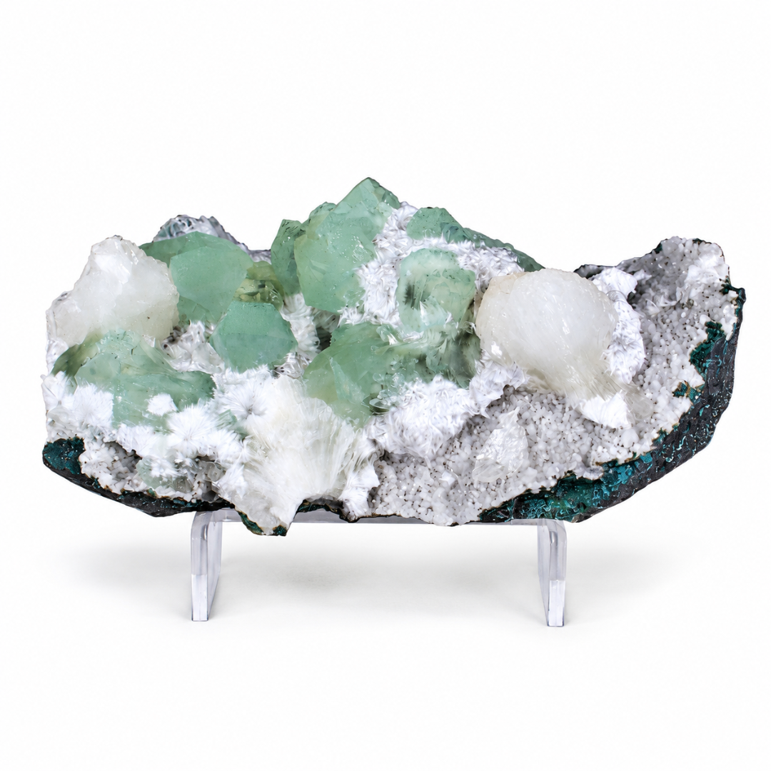 Green Apophyllite on White Matrix – Natural Mineral Specimen