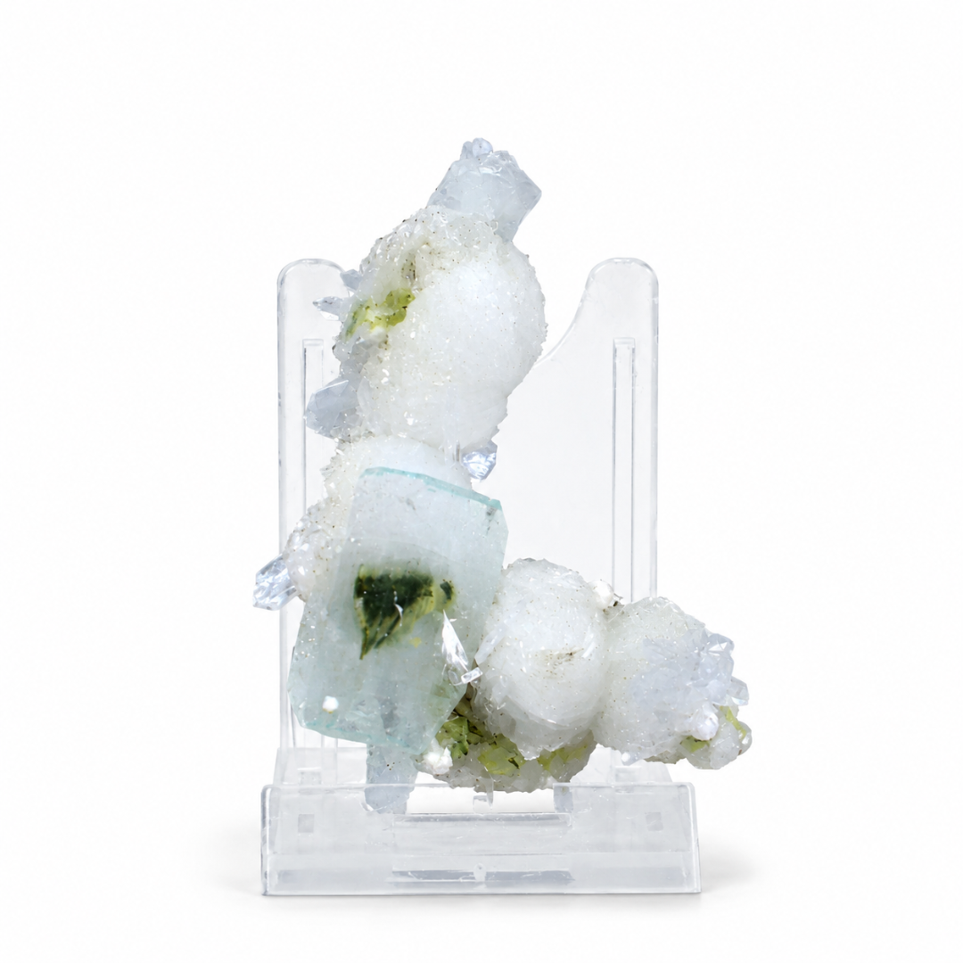 Okenite &amp; Heulandite Natural Crystal Specimen | Premium Mineral Collection 40g 7 × 5 × 3 cm