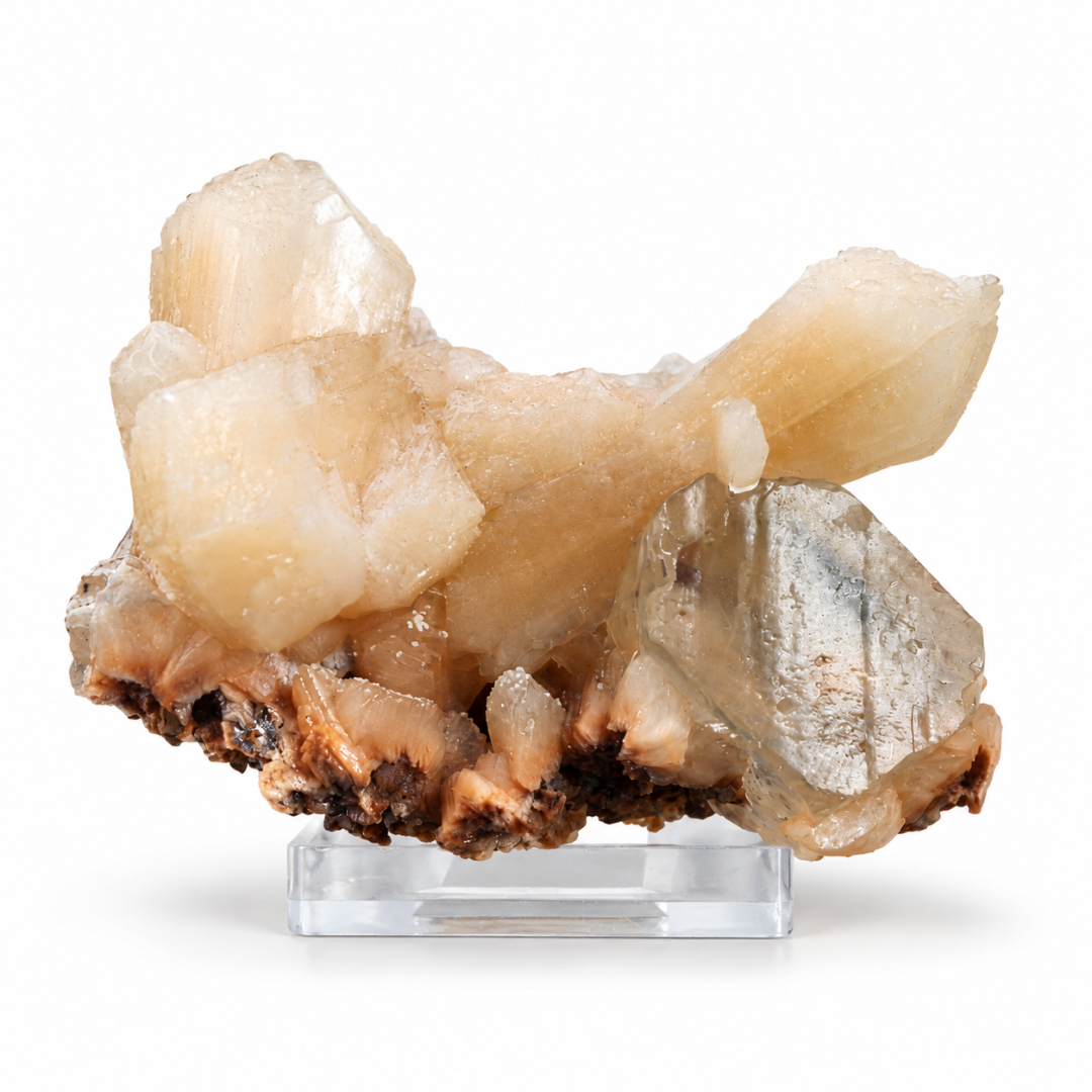 Natural Orange Stilbite with Calcite Crystal Specimen – 120g