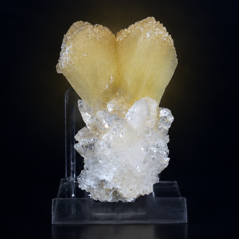 Stilbite Radiating Bowtie Aggregate with Apophyllite Cluster | 30 g
