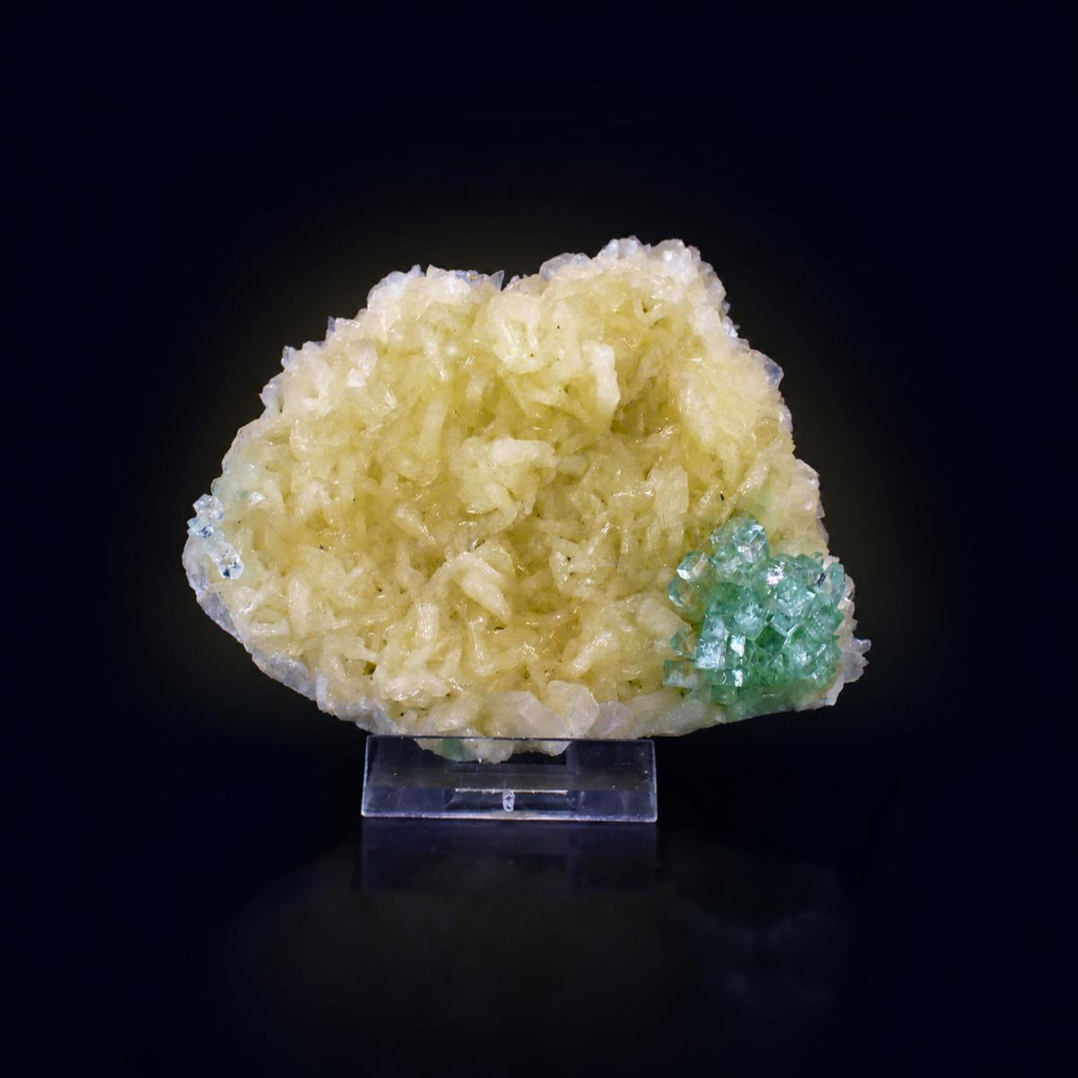 Natural Green Apophyllite with Stilbite Crystal Matrix Mineral Specimen from India 260 gm 10 × 8 × 2 cm
