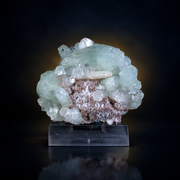 Natural Green Apophyllite Crystal Cluster on Peach-White Stilbite Matrix – 130 g