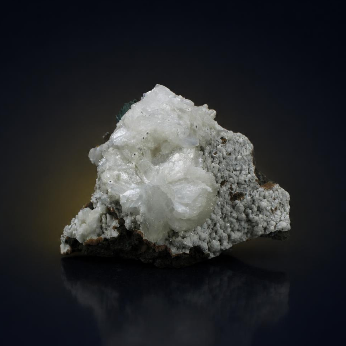White Apophyllite with Stilbite on Rock Matrix – Natural Mineral Specimen