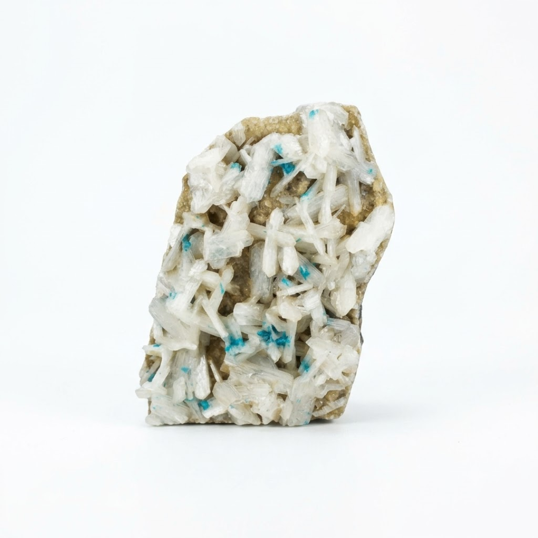 Natural Cavansite Crystal with Heulandite Matrix – Mineral Specimen from India