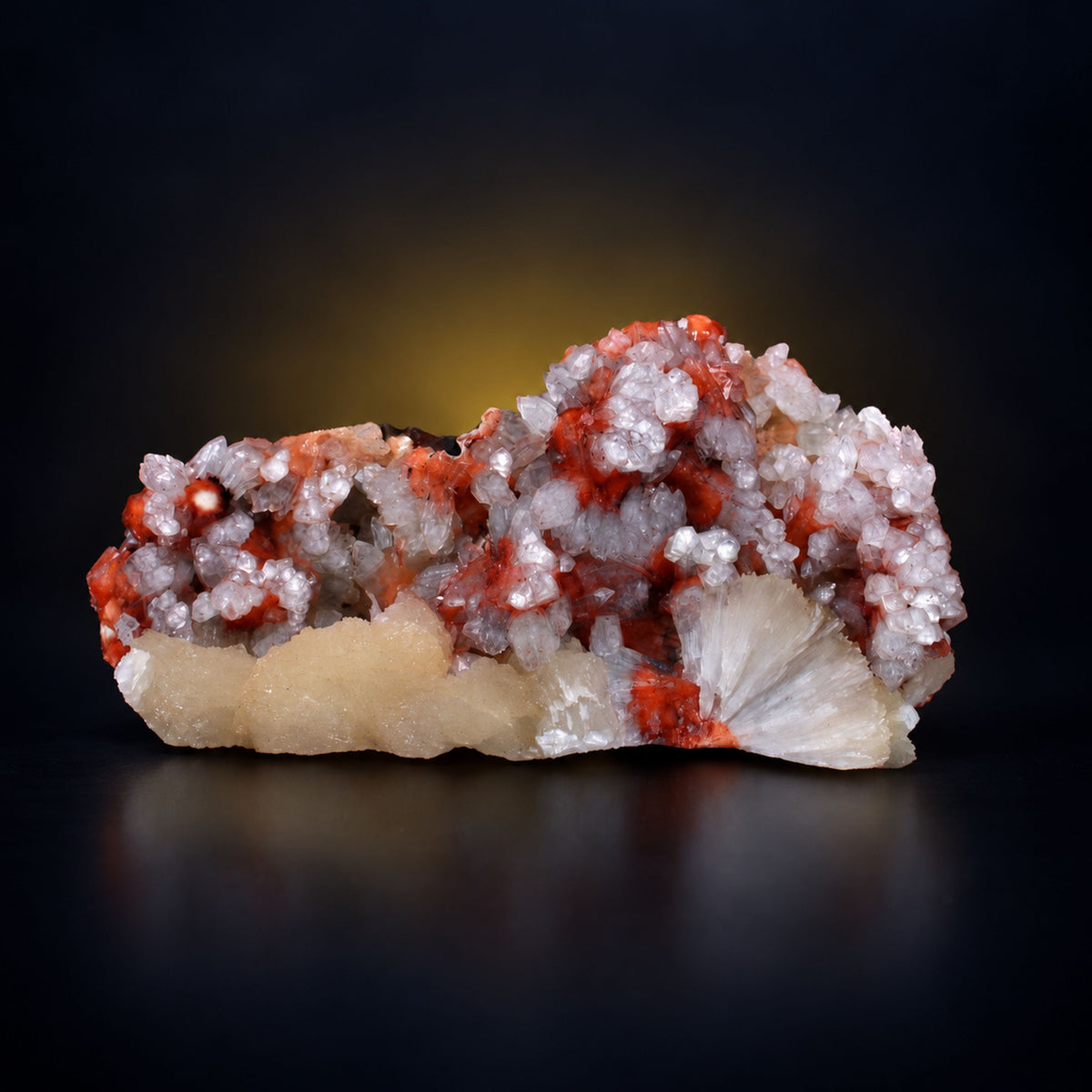 Apophyllite with Stilbite on Druzy Bladed Formation · 350 g · 15 × 8 × 5 cm