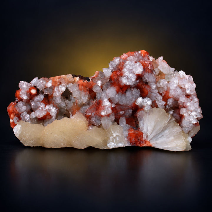 Red Apophyllite Crystal Plate with Stilbite | 350 g | 15 × 8 × 5 cm