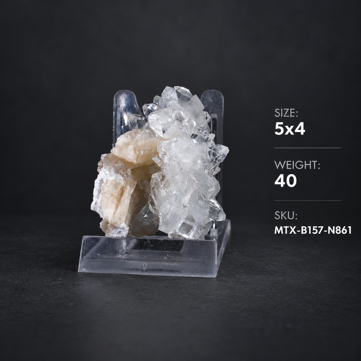 Natural Apophyllite with Stilbite Crystal Cluster – 40 g