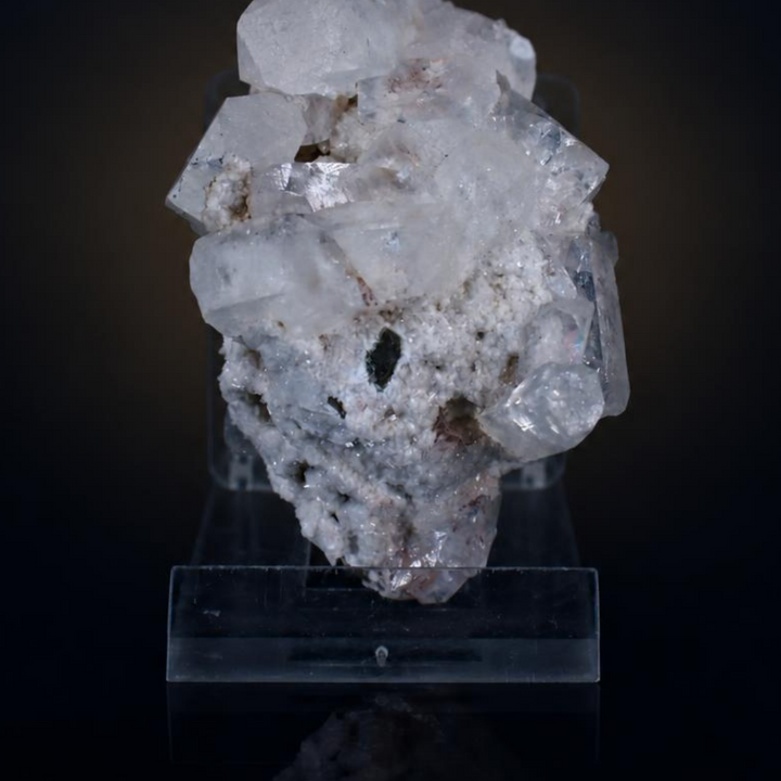 White Apophyllite Tabular Crystal Group on Quartz Matrix Specimen — Pune, India | 80 g | 7 × 4 × 4 cm