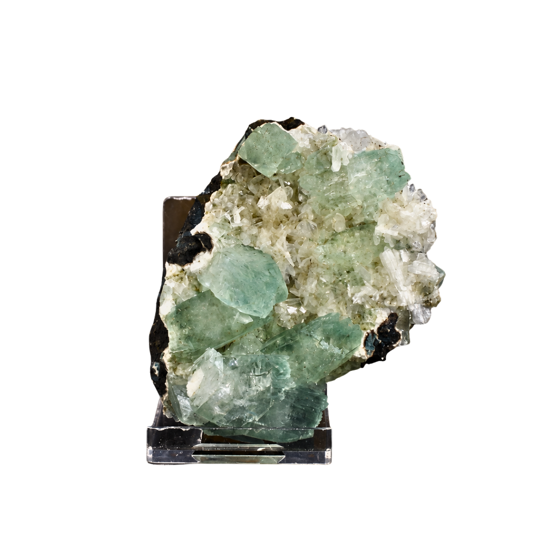 Natural Green Apophyllite with Stilbite Mineral Specimen – 130g