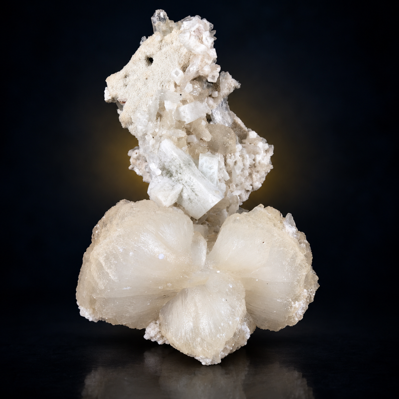 Stilbite Radiating Crystal Aggregates with Heulandite Cluster | 230 g | 11 × 8 × 5 cm