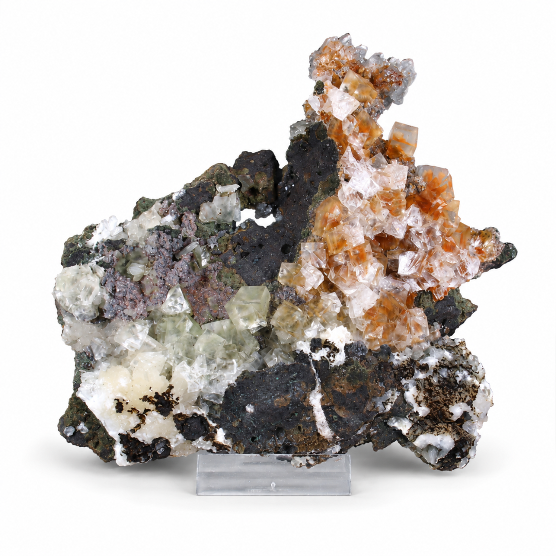 Calcite on Dark Matrix Rock – Natural Crystal Mineral Specimen