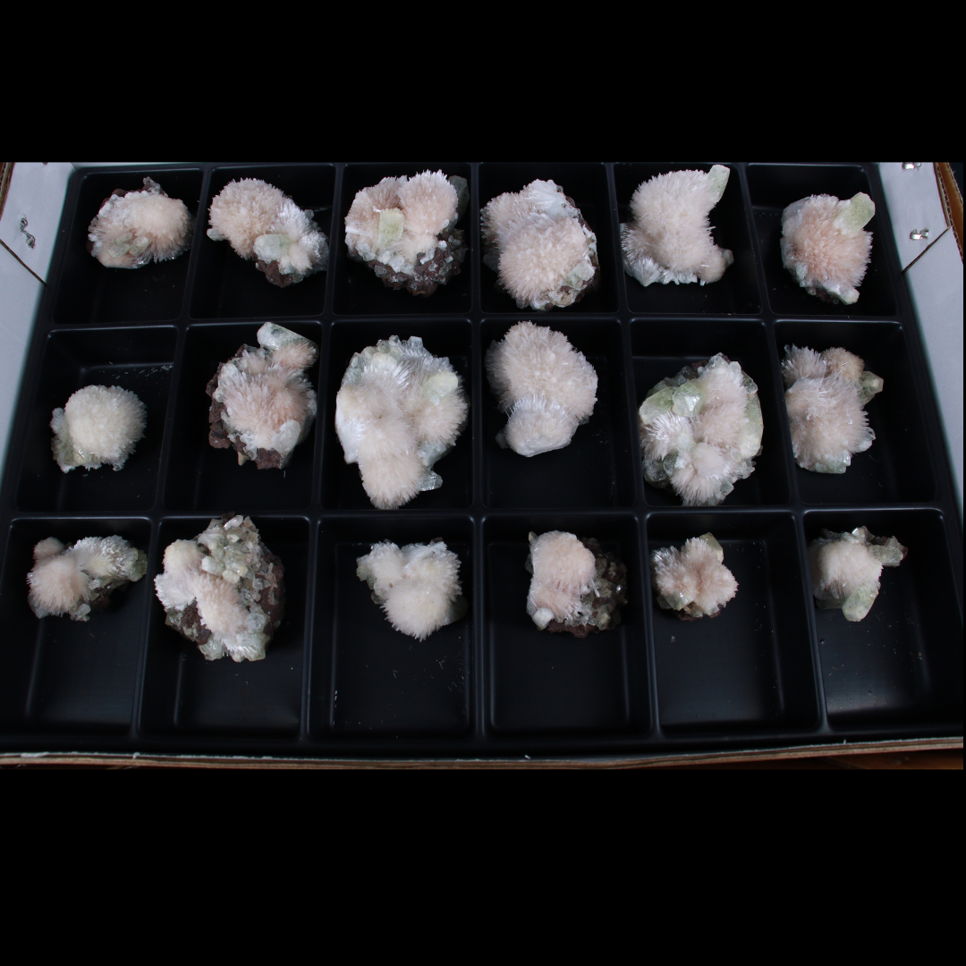 Natural Green Apophyllite with Stilbite, Heulandite Scolecite Crystal Lot – 18 PCS – Mineral Specimens from India