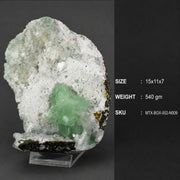 Green Apophyllite with Mordenite on White Granular Matrix | 540 g | 15 × 11 × 7 cm