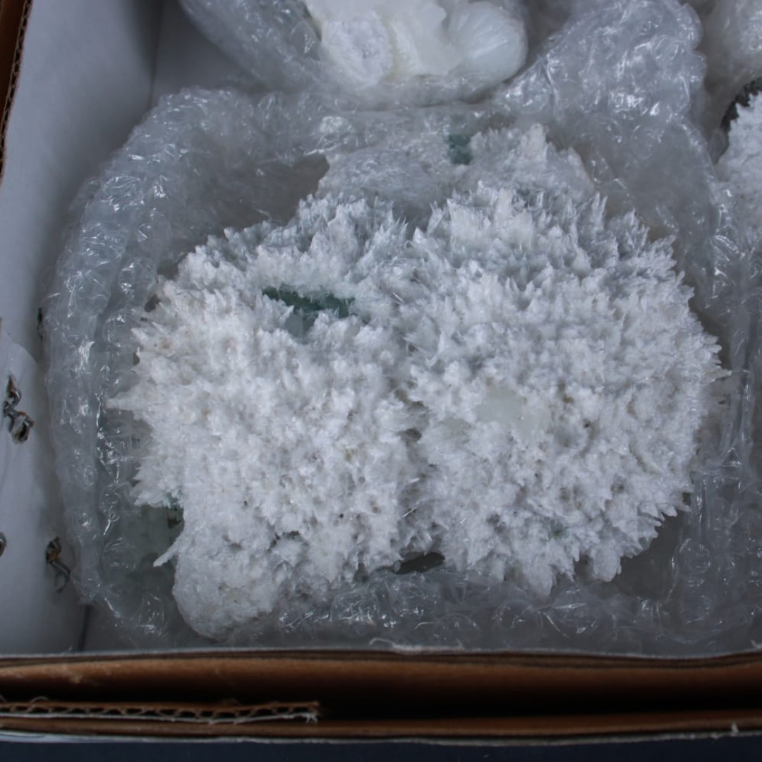 Natural Green Apophyllite with Mordenite Crystal Lot – 8 Pieces from India