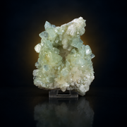 green Apophyllite crystals growing with white Stilbite and Heulandite