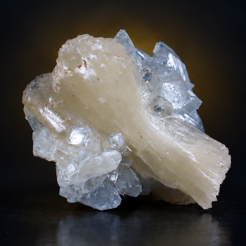 Cream Stilbite Radiating Sheaves with Colourless Apophyllite | 40 g