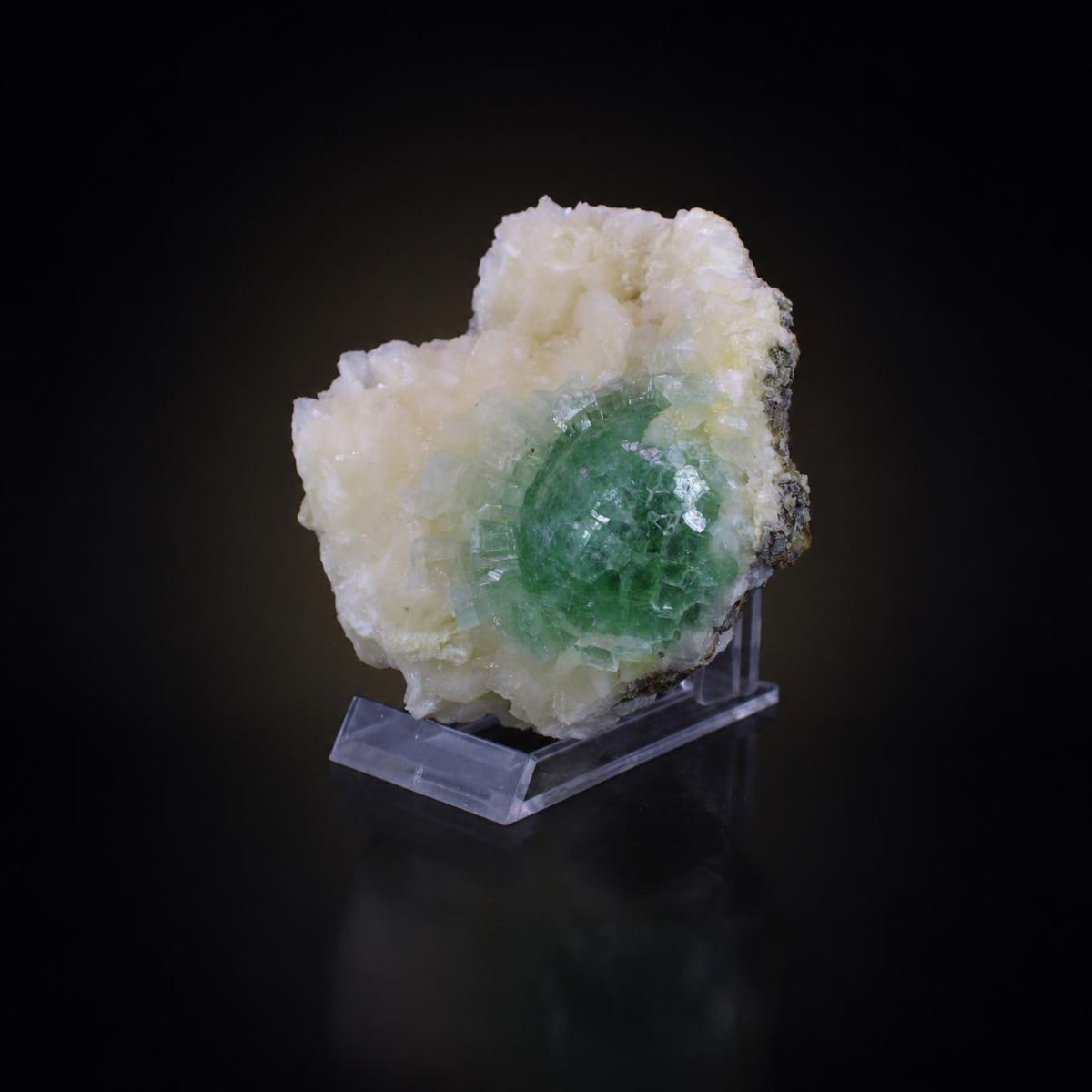 Natural Green Apophyllite with Stilbite Crystal Matrix Mineral Specimen from India 330 gm 10 × 9 × 3 cm