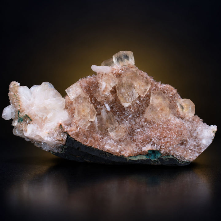 Pink Calcite Crystal Group with Stilbite | 260 g | 12 × 7 × 6 cm