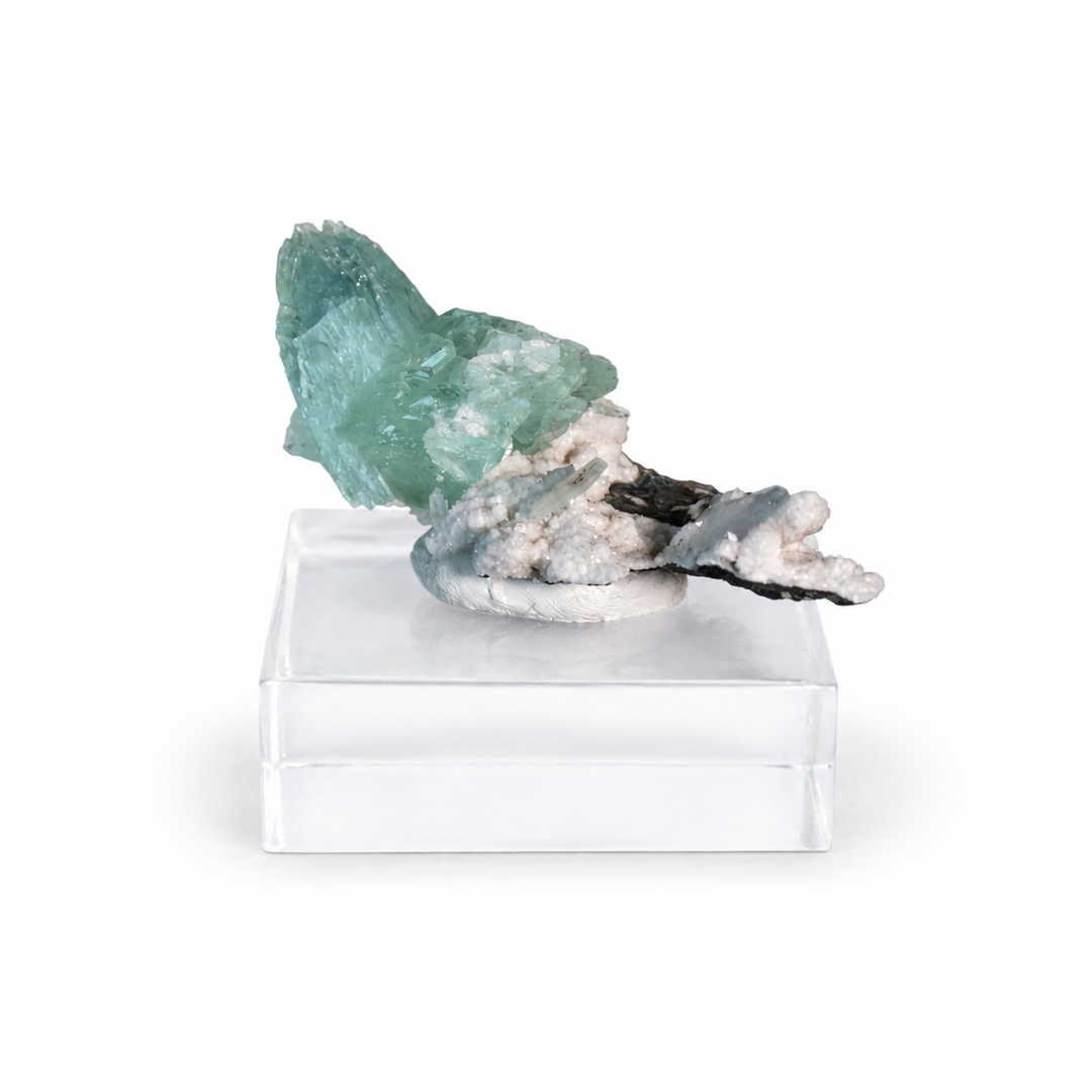 Natural Green Apophyllite Crystal Matrix – Mineral Specimen from India