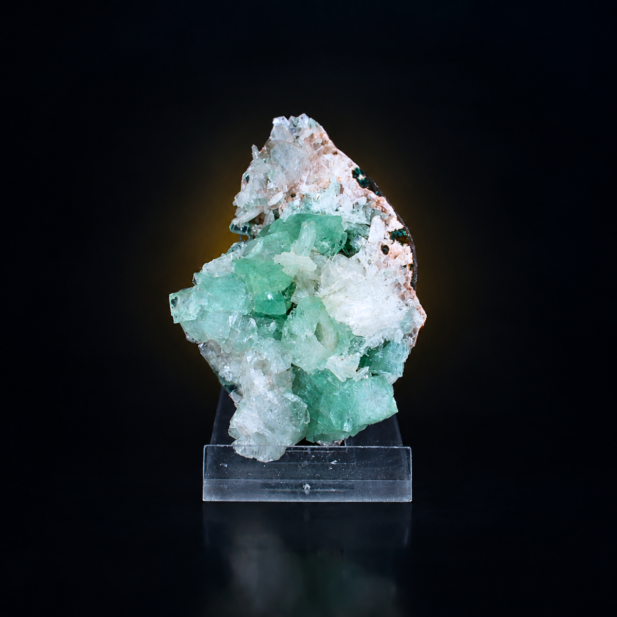 Natural Green Apophyllite with Stilbite on Matrix – 100 g