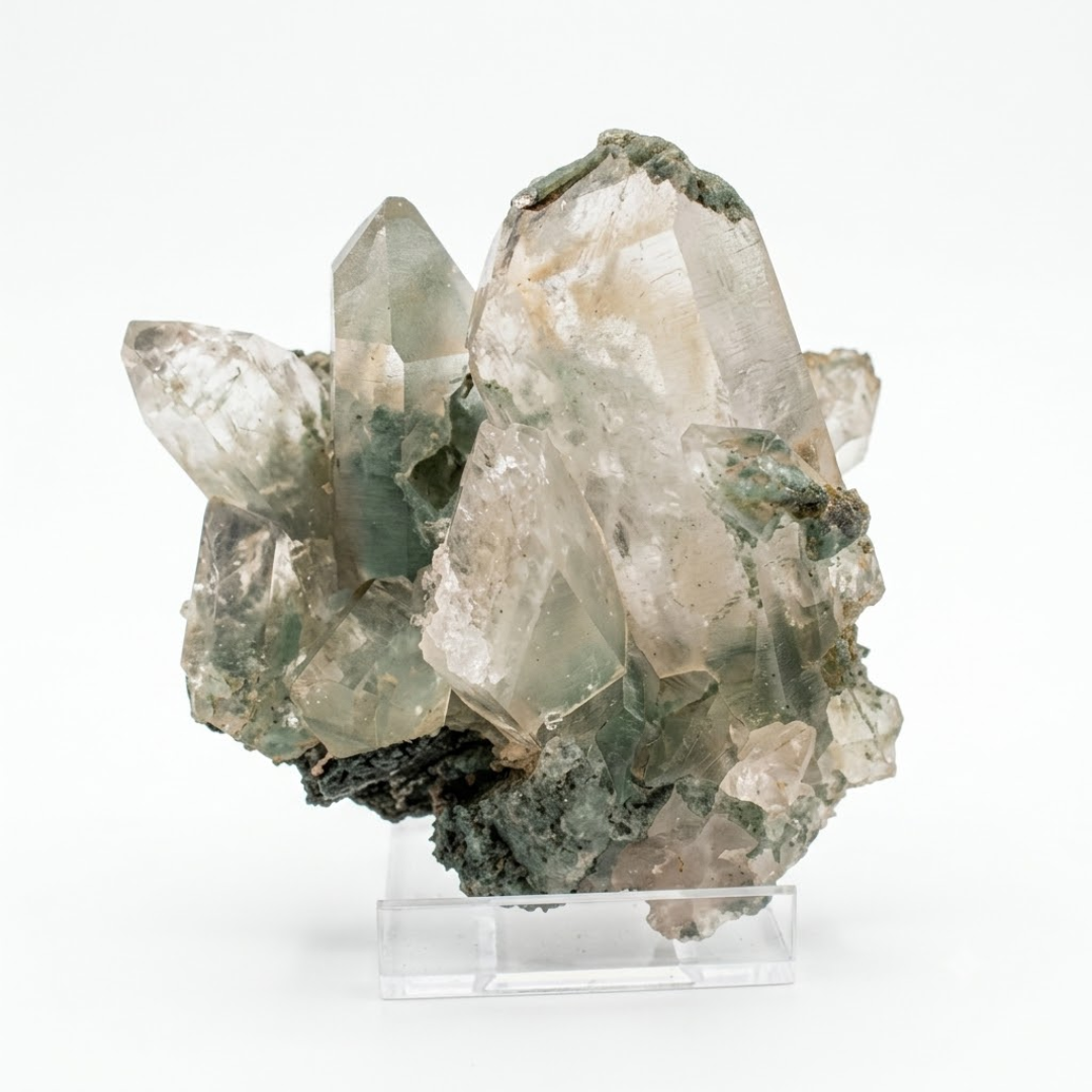 Natural Green Chlorite Himalayan Quartz Crystal – Mineral Specimen from India