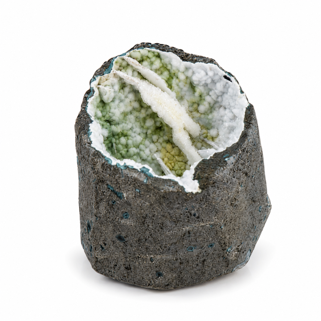 Natural Green &amp; White Chalcedony Geode – 360g