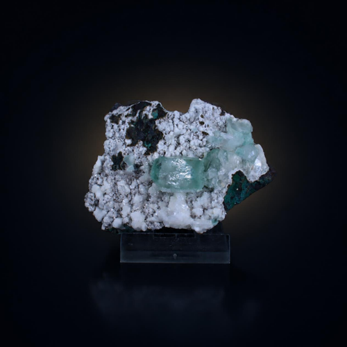 Green Apophyllite Crystal Cluster on White Stilbite Matrix | Natural Mineral