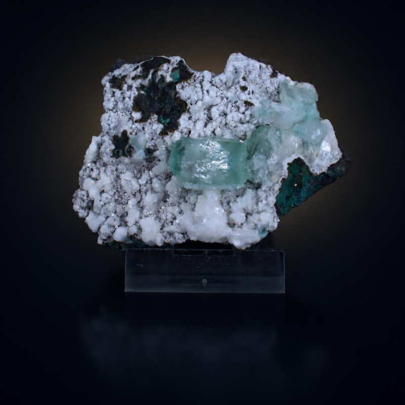 Green Apophyllite Tabular Crystal Group on White Stilbite Matrix — India | 70 g | 7 × 6 × 2 cm