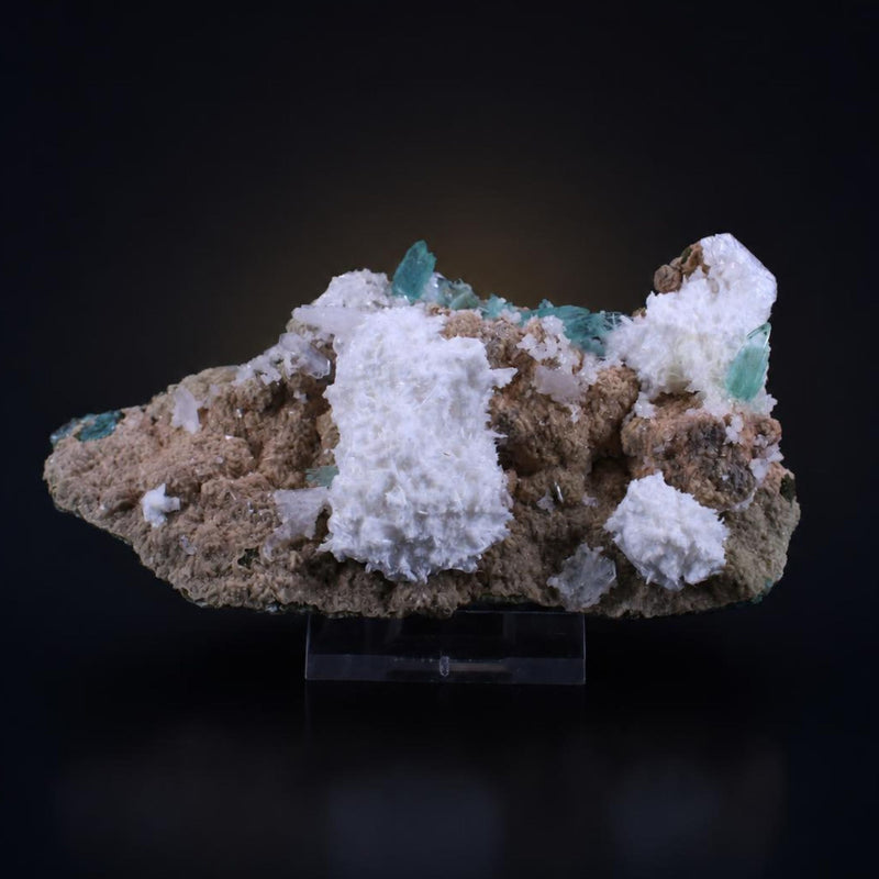 Green Apophyllite Radiating Crystal Aggregates, Mordenite and Stilbite | 185 g | 13 × 7 × 4 cm