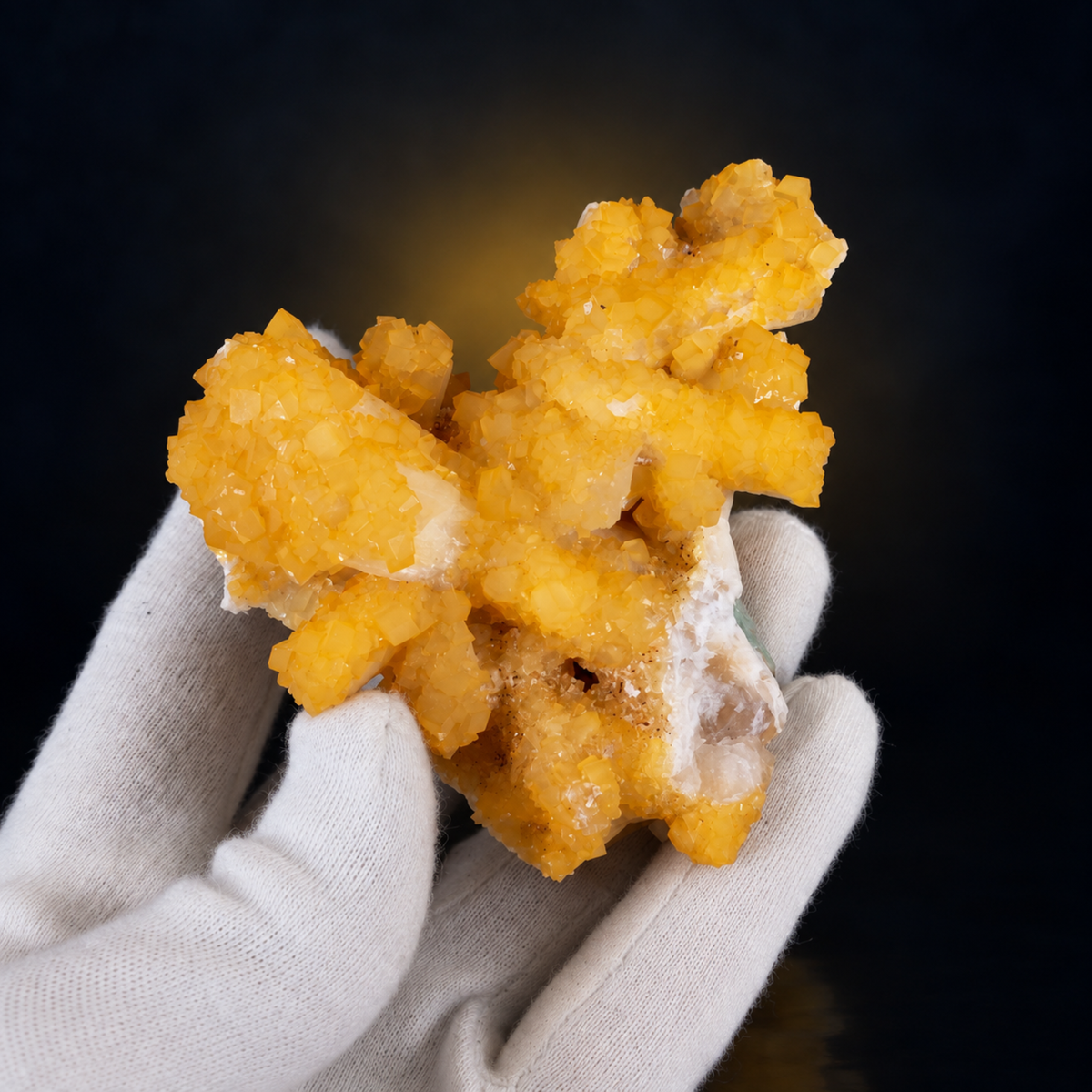 Natural Orange Calcite with White Stilbite Crystal Cluster – 180 g