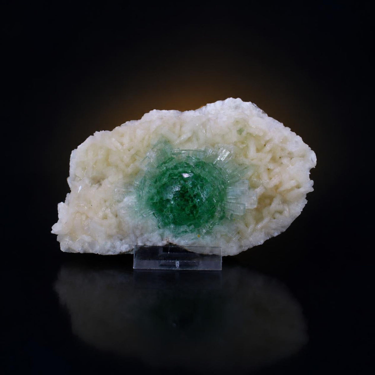 Natural Green Apophyllite with Stilbite Crystal Matrix Mineral Specimen from India 390 gm 13 × 8 × 3 cm