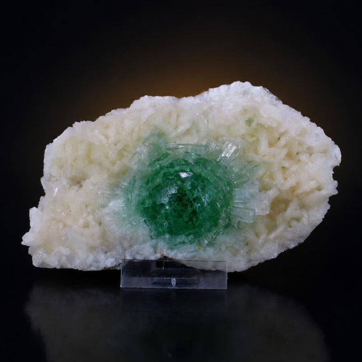 Green Apophyllite Crystal Group with Stilbite on Matrix — India | 390 g | 13 × 8 × 3 cm